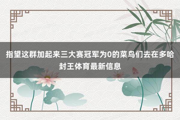 指望这群加起来三大赛冠军为0的菜鸟们去在多哈封王体育最新信息