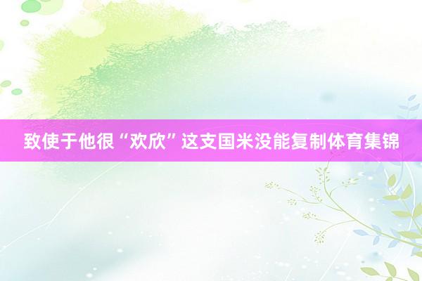 致使于他很“欢欣”这支国米没能复制体育集锦