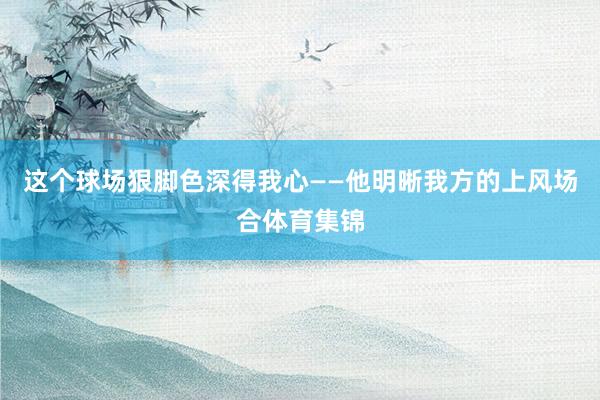 这个球场狠脚色深得我心——他明晰我方的上风场合体育集锦