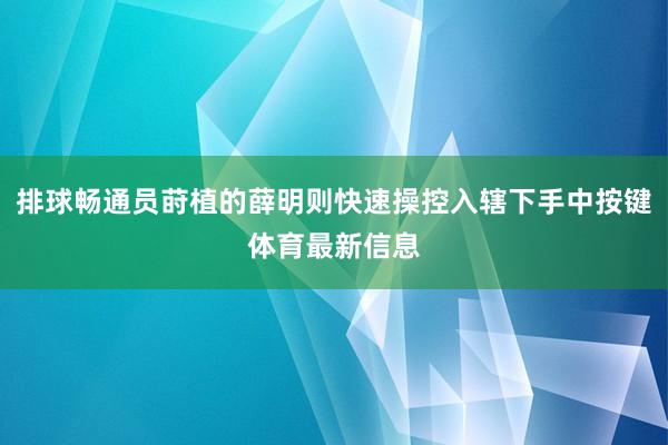 排球畅通员莳植的薛明则快速操控入辖下手中按键体育最新信息