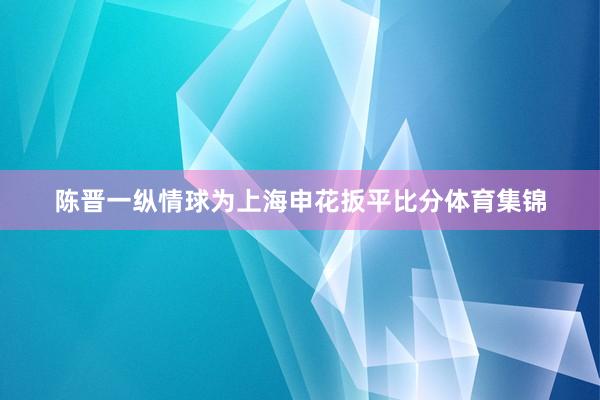 陈晋一纵情球为上海申花扳平比分体育集锦