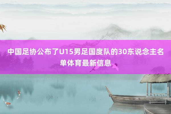 中国足协公布了U15男足国度队的30东说念主名单体育最新信息