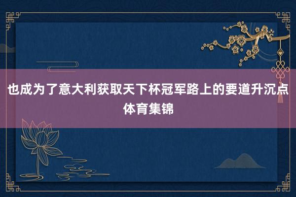 也成为了意大利获取天下杯冠军路上的要道升沉点体育集锦